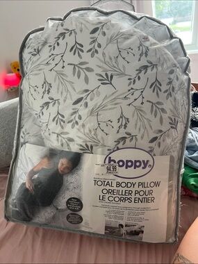 Total Body Pillow - Gray Leaf Pattern